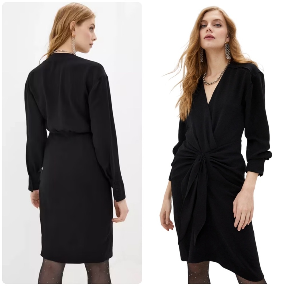 New! BA&SH Kiari Black Twist Front Long Sleeve Dress 🖤 XS NWT!